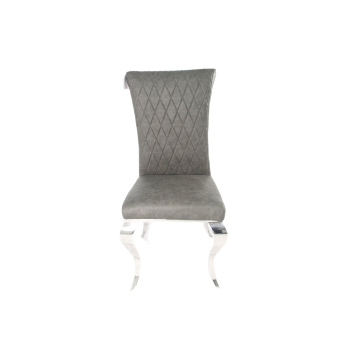 Modern Dark Grey PU Leather Dining Chair with Chrome Legs