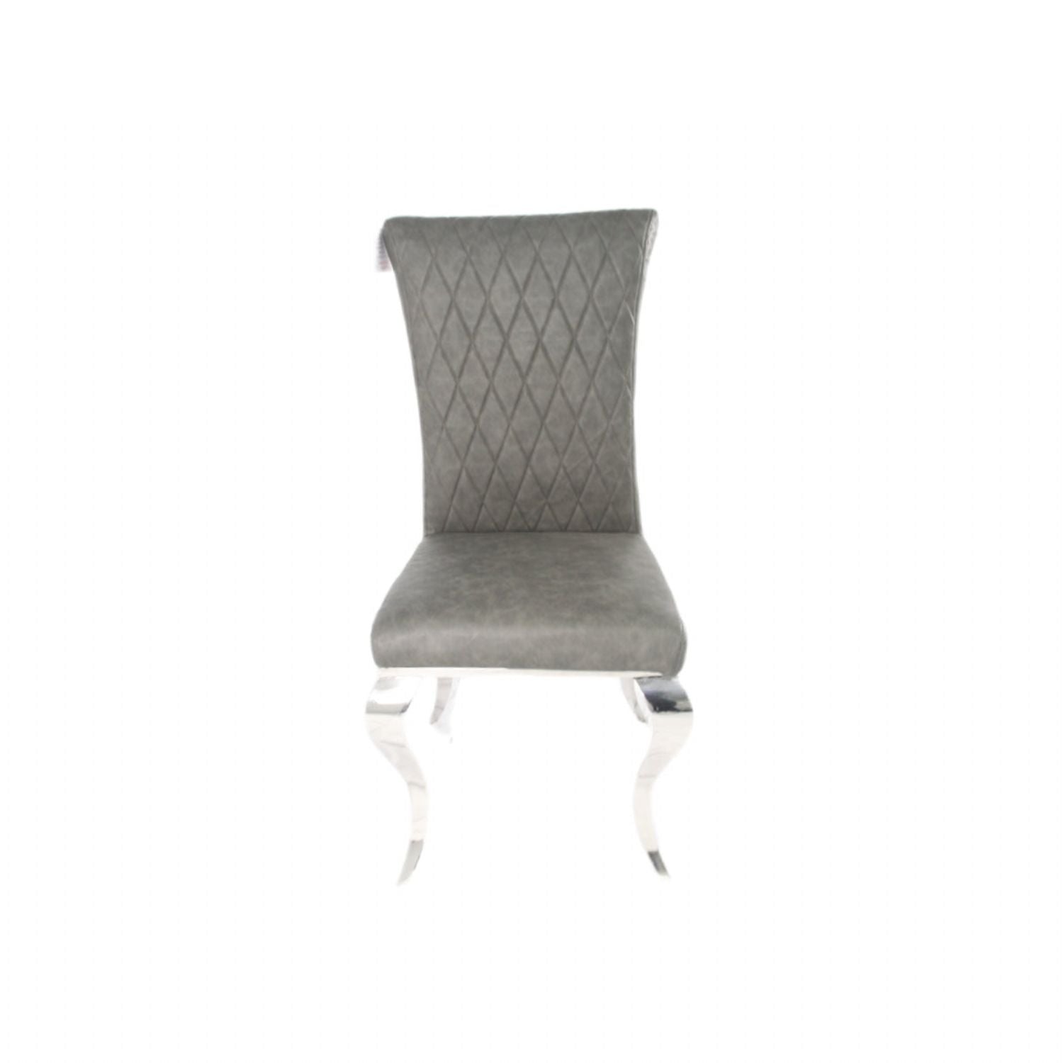 Modern Dark Grey PU Leather Dining Chair with Chrome Legs