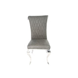 Modern Dark Grey PU Leather Dining Chair with Chrome Legs