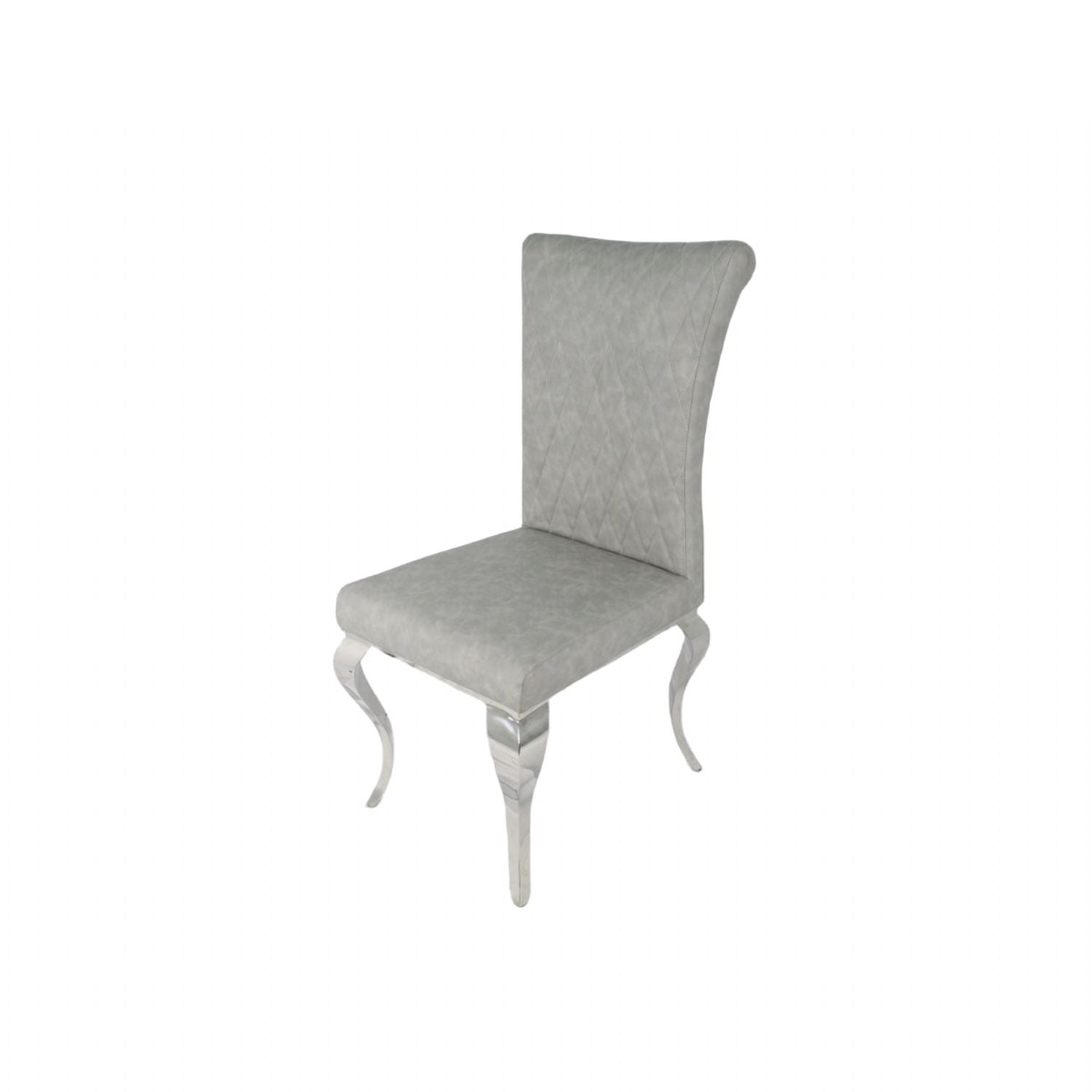 Modern Light Grey PU Leather Dining Chair with Chrome Legs