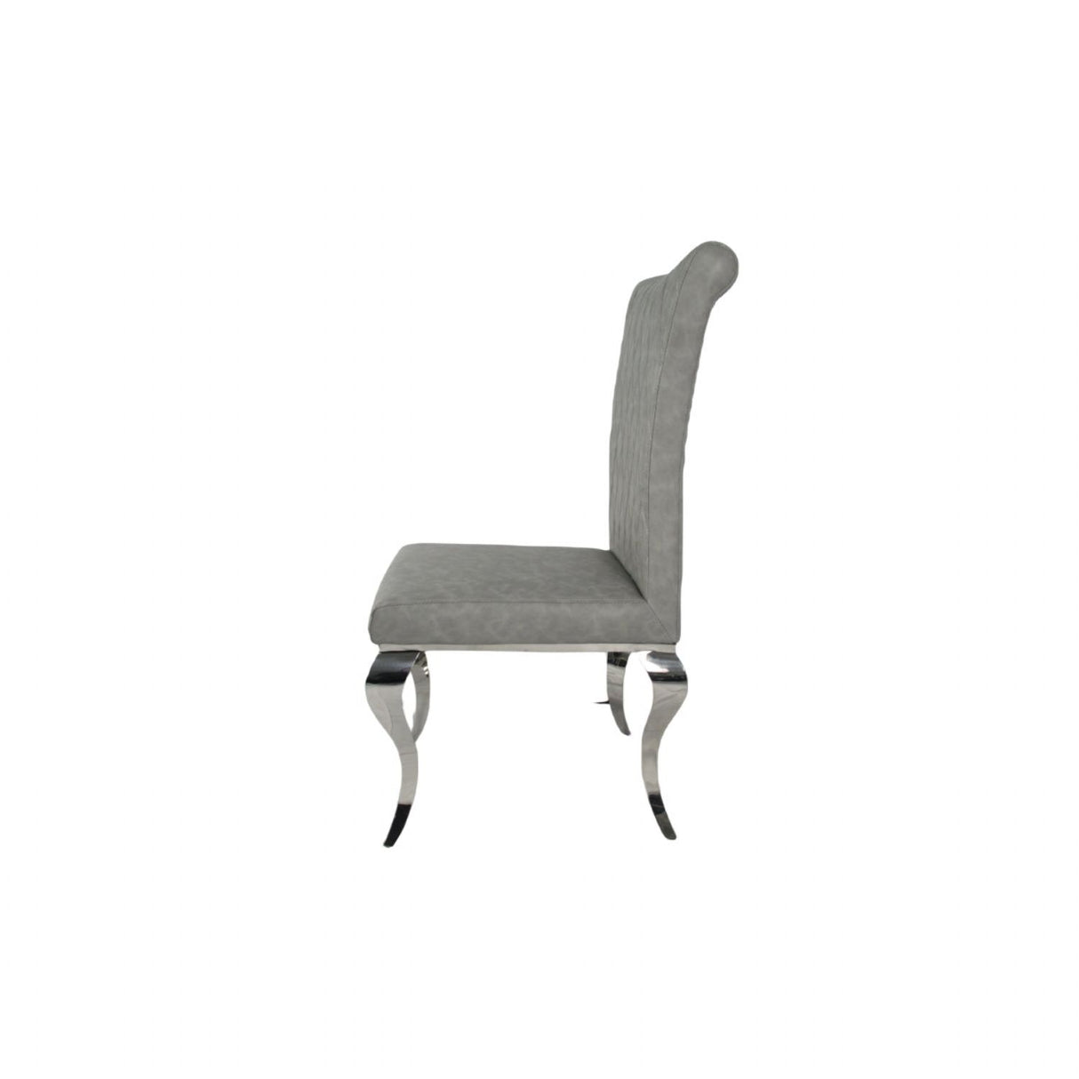 Modern Light Grey PU Leather Dining Chair with Chrome Legs