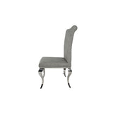 Modern Light Grey PU Leather Dining Chair with Chrome Legs