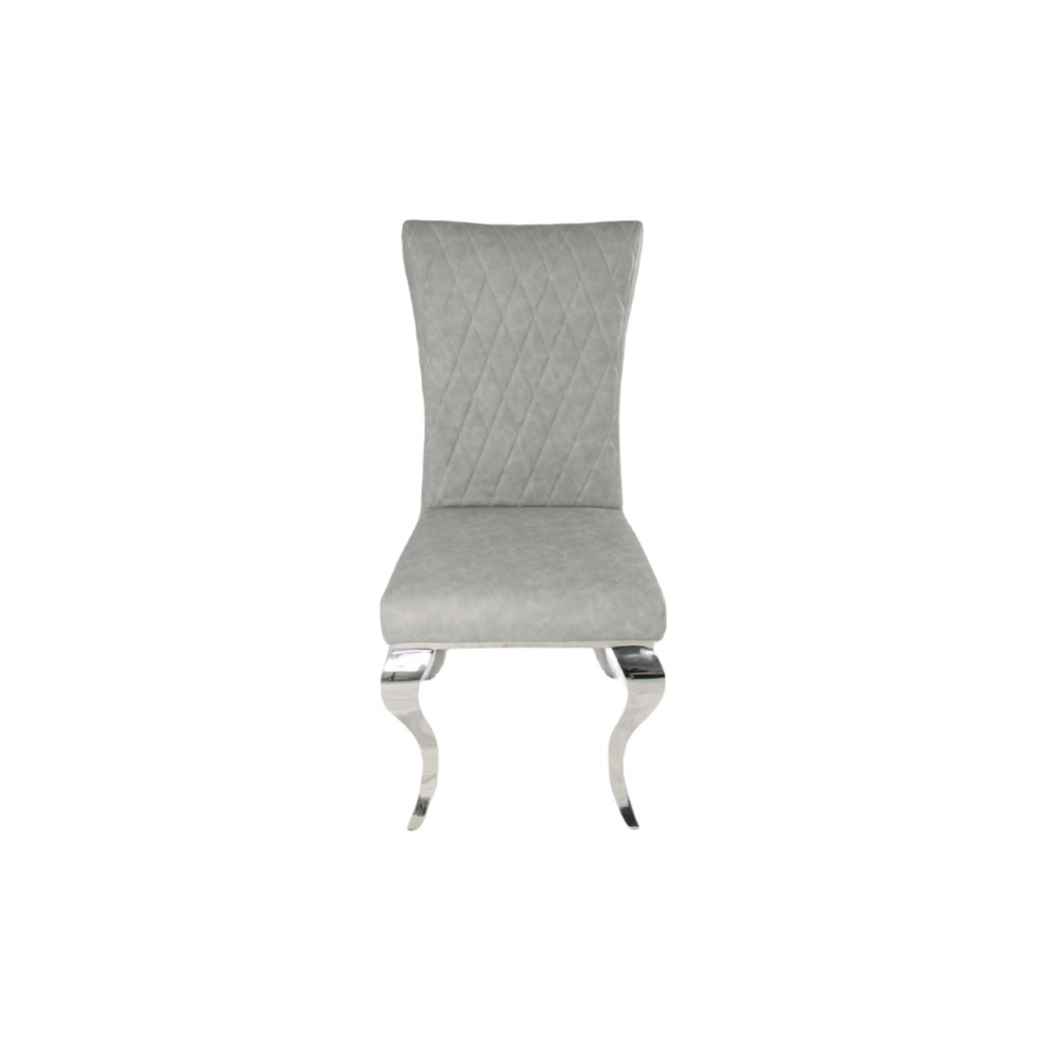 Modern Light Grey PU Leather Dining Chair with Chrome Legs