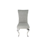 Modern Light Grey PU Leather Dining Chair with Chrome Legs