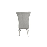 Modern Light Grey PU Leather Dining Chair with Chrome Legs