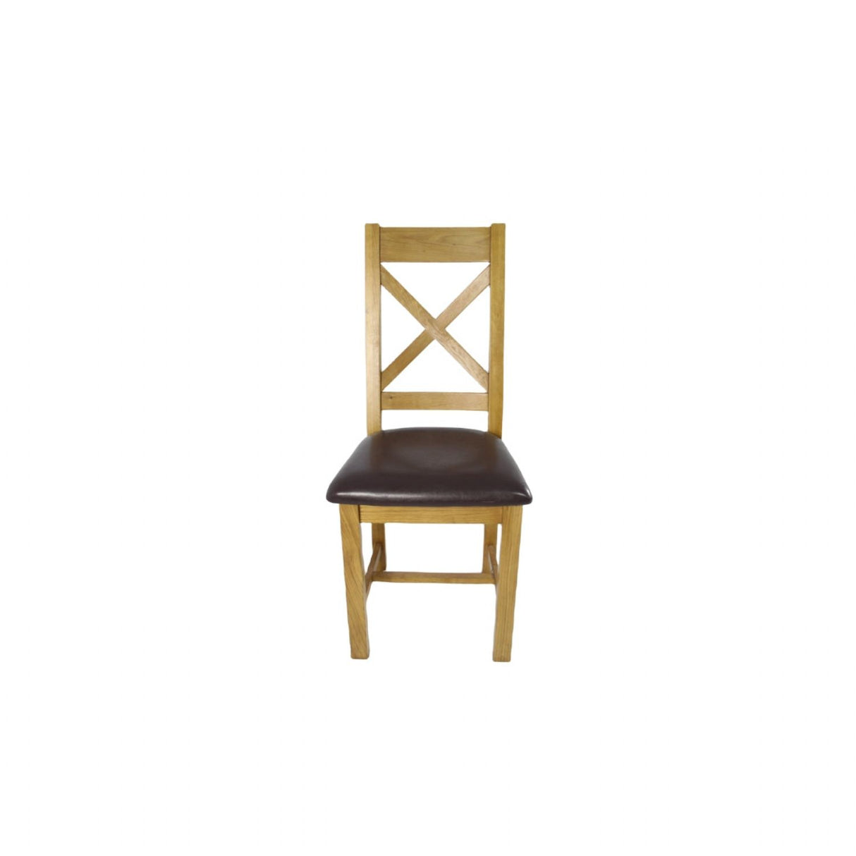 Natural Oak Cross Back Dining Chair with Dark Brown Padded Seat
