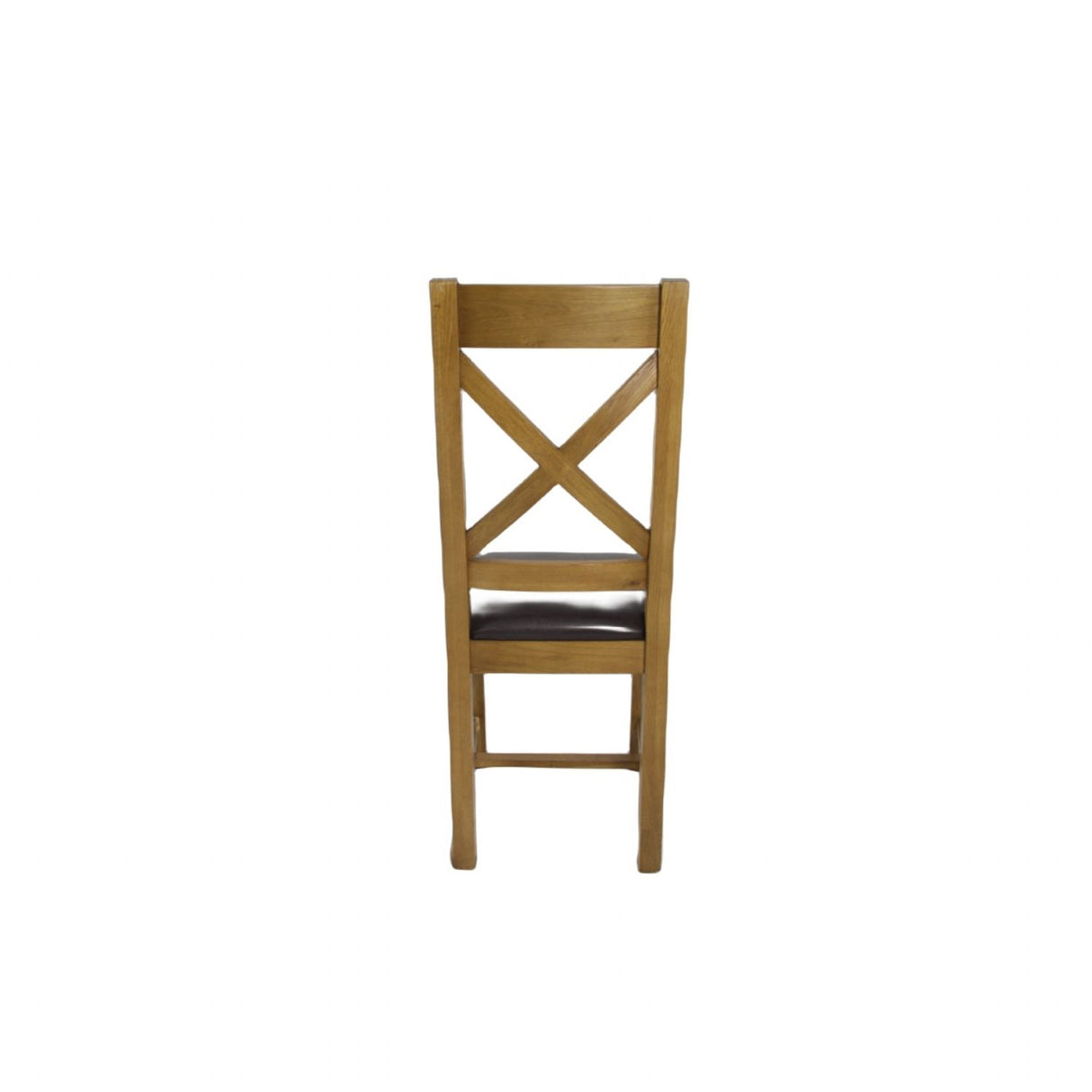 Natural Oak Cross Back Dining Chair with Dark Brown Padded Seat
