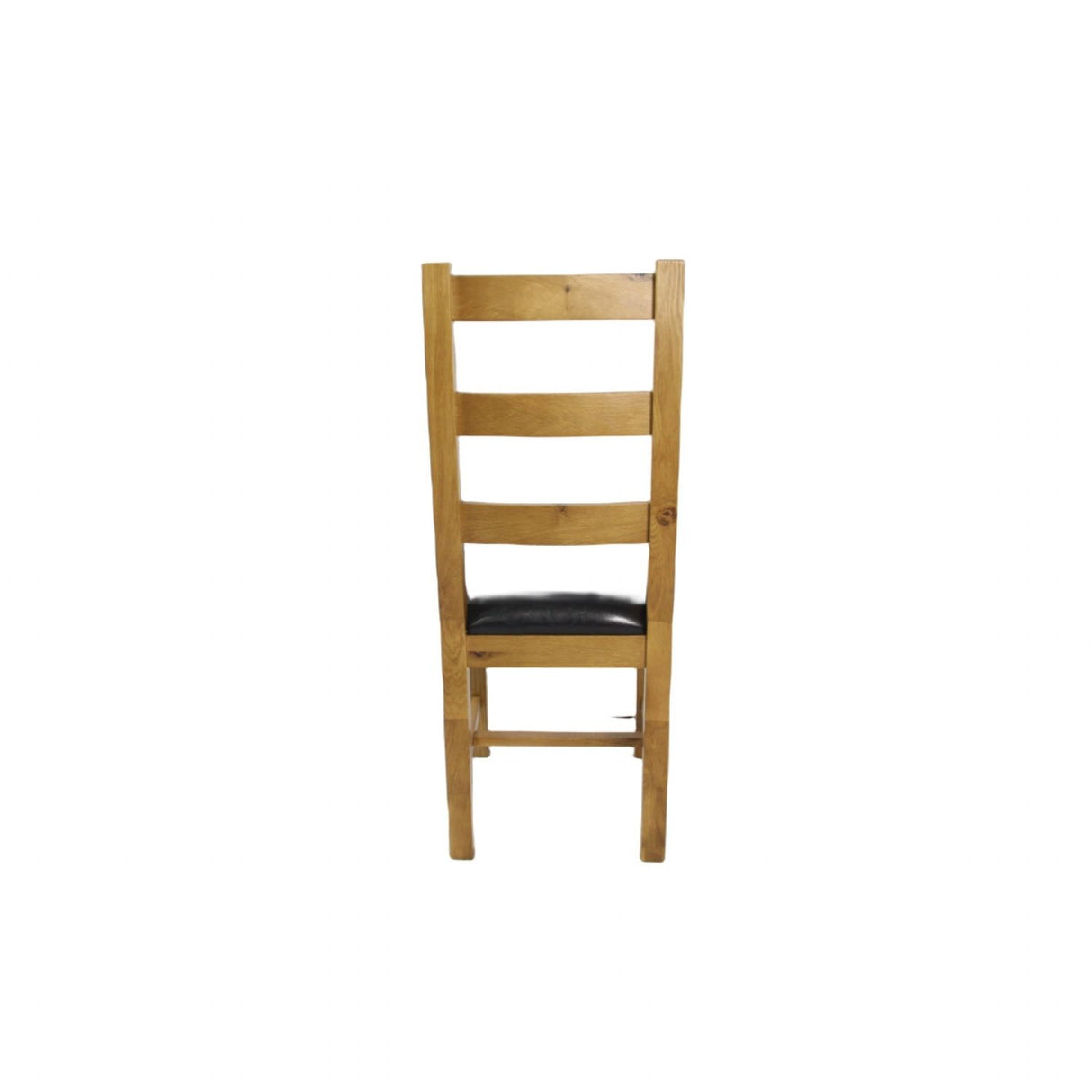 Natural Oak Ladder Back Dining Chair with Black Faux Leather Seat
