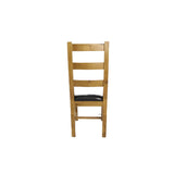 Natural Oak Ladder Back Dining Chair with Black Faux Leather Seat