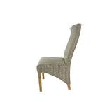 Modern Mixed Brown Fabric Dining Chair with Oak Legs