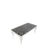 Luxury Black Marble Effect Coffee Table with Chrome Italian Style Legs