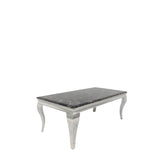 Luxury Black Marble Effect Coffee Table with Chrome Italian Style Legs