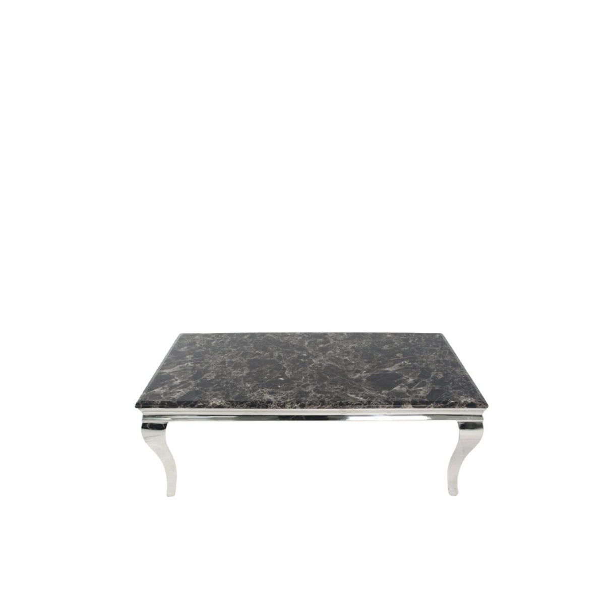 Luxury Black Marble Effect Coffee Table with Chrome Italian Style Legs