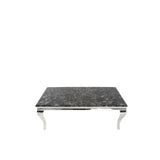 Luxury Black Marble Effect Coffee Table with Chrome Italian Style Legs