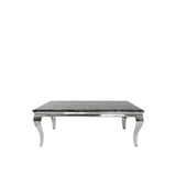 Luxury Black Marble Effect Coffee Table with Chrome Italian Style Legs