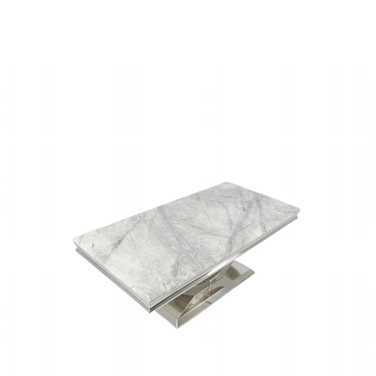 White Marble Effect Coffee Table with Chrome U Shape Pedestal Base