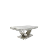 White Marble Effect Coffee Table with Chrome U Shape Pedestal Base
