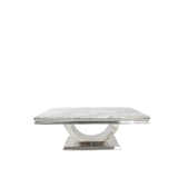 White Marble Effect Coffee Table with Chrome U Shape Pedestal Base