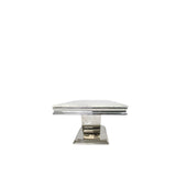 White Marble Effect Coffee Table with Chrome U Shape Pedestal Base