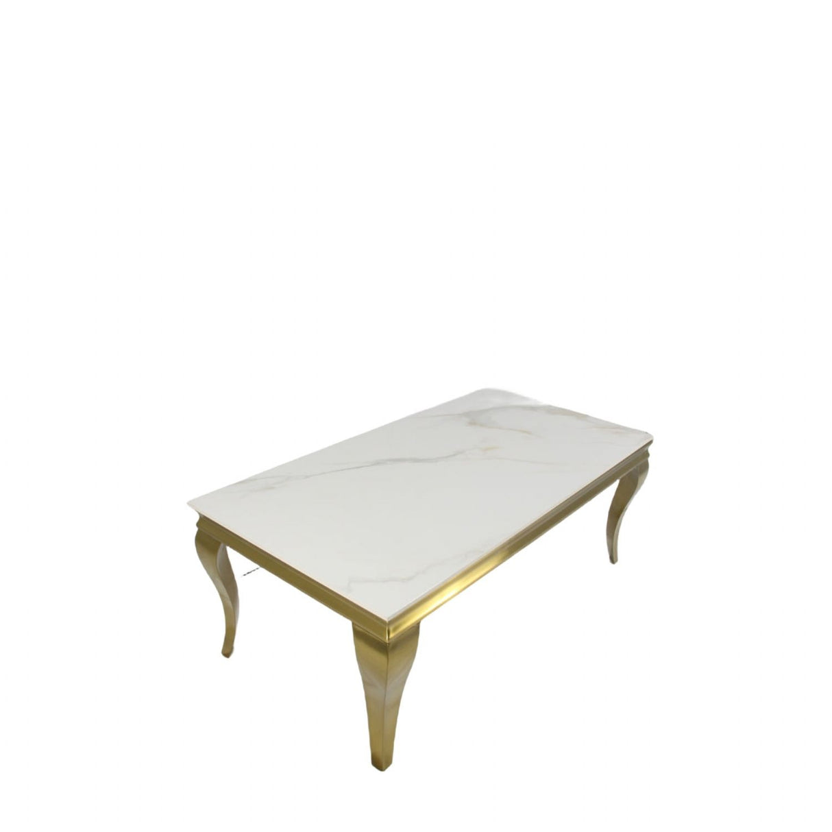 Luxury White Marble Effect Coffee Table with Gold Italian Style Frame
