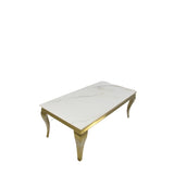 Luxury White Marble Effect Coffee Table with Gold Italian Style Frame
