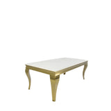 Luxury White Marble Effect Coffee Table with Gold Italian Style Frame