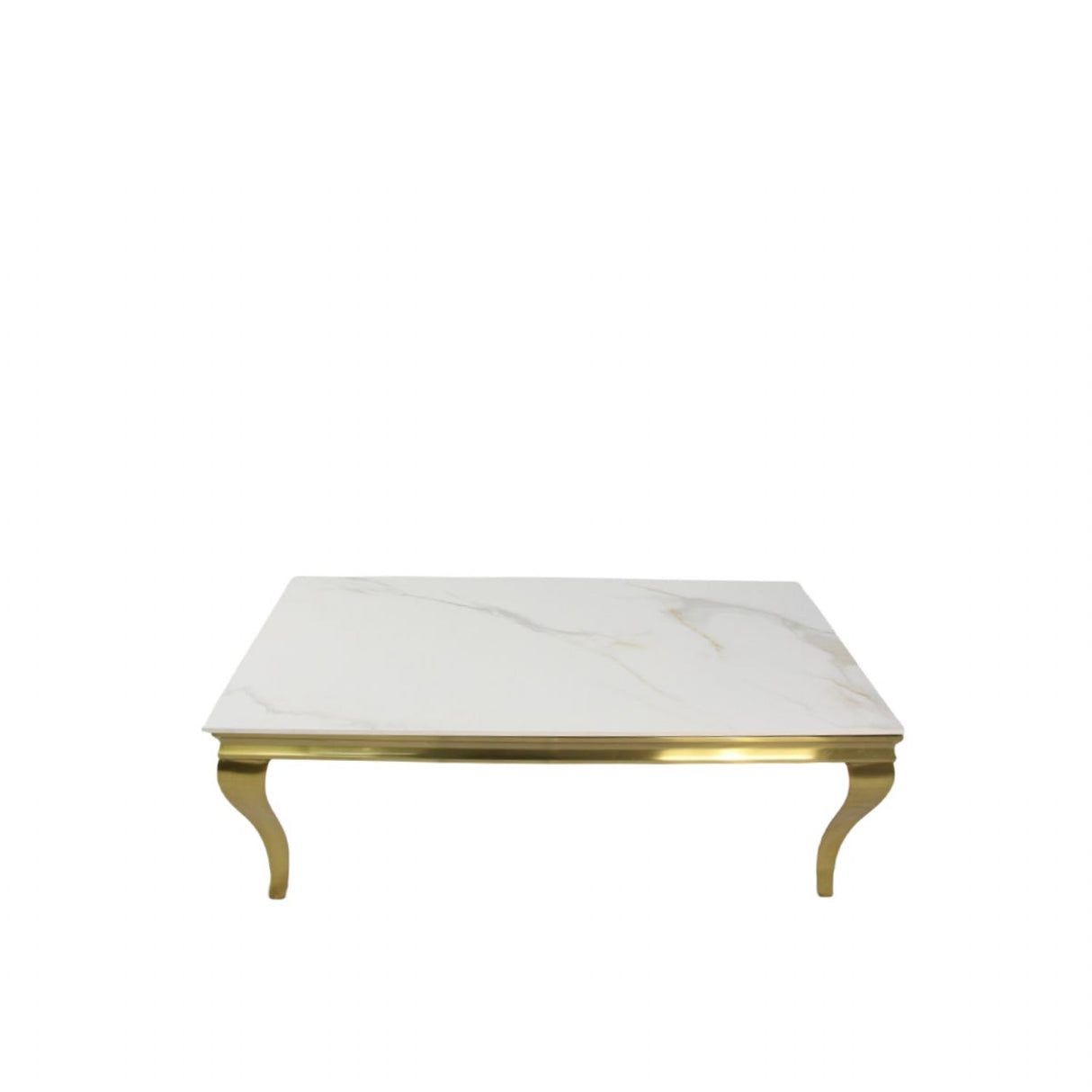 Luxury White Marble Effect Coffee Table with Gold Italian Style Frame