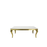 Luxury White Marble Effect Coffee Table with Gold Italian Style Frame