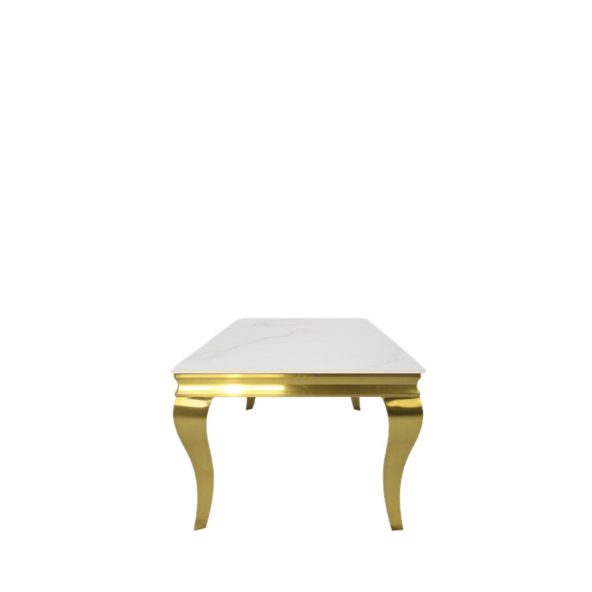 Luxury White Marble Effect Coffee Table with Gold Italian Style Frame