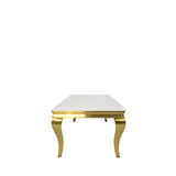 Luxury White Marble Effect Coffee Table with Gold Italian Style Frame