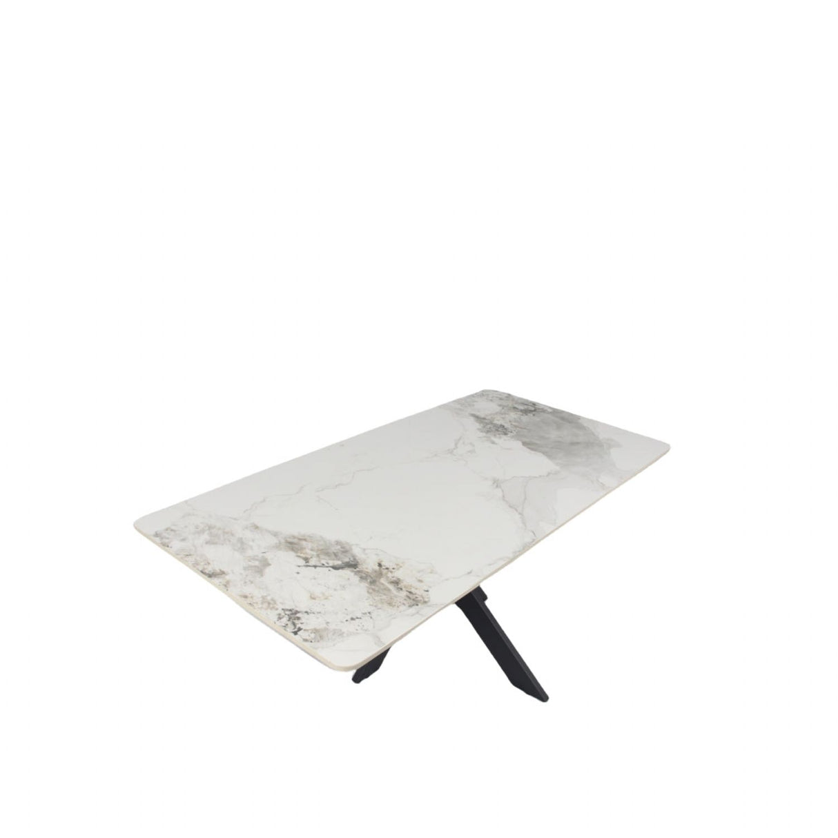 Modern Grey Ceramic Coffee Table with Black Cross Pedestal Base