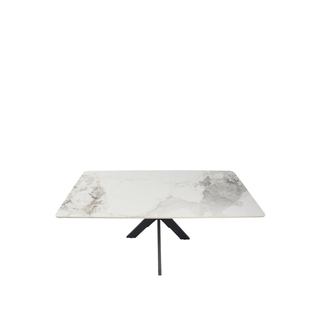 Modern Grey Ceramic Coffee Table with Black Cross Pedestal Base