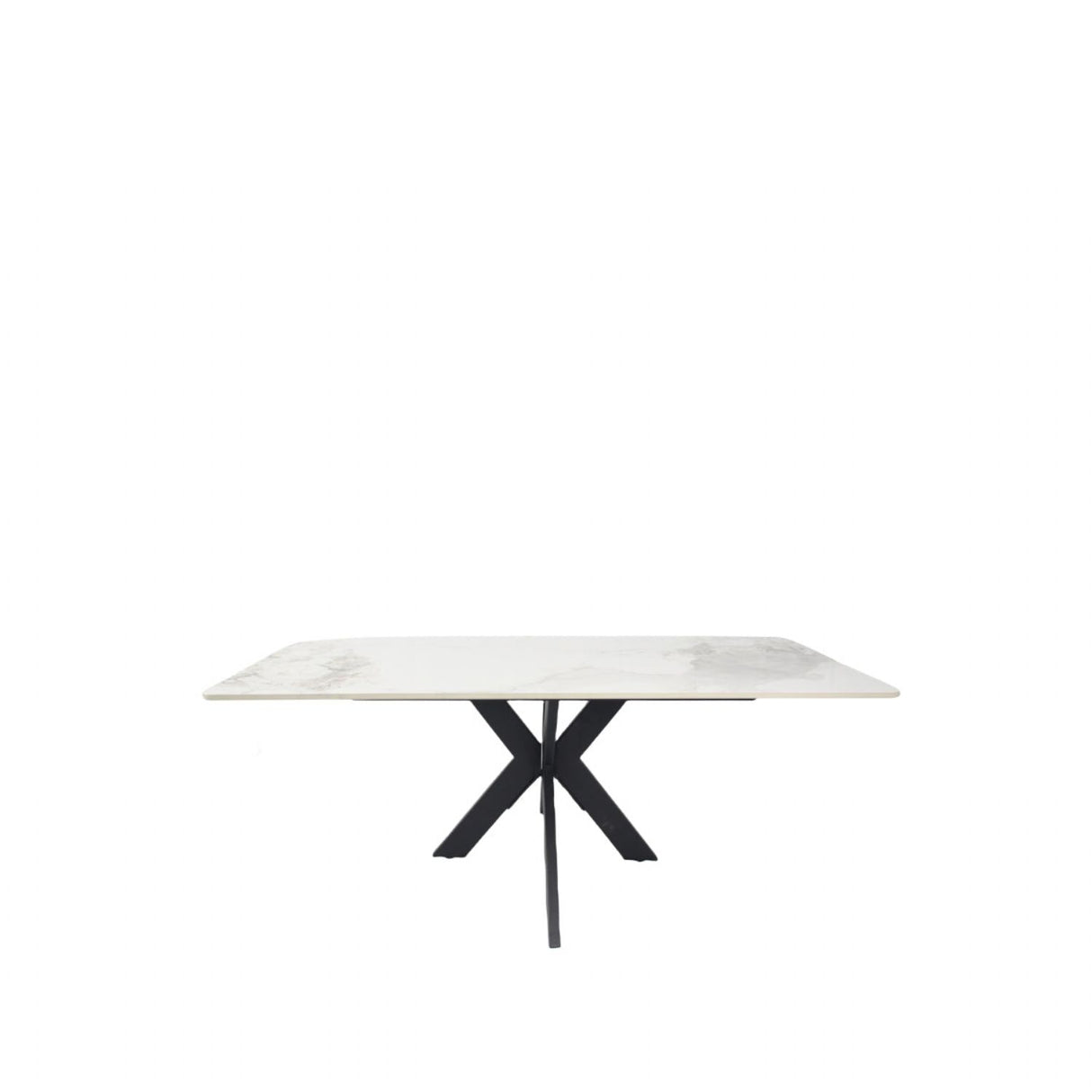 Modern Grey Ceramic Coffee Table with Black Cross Pedestal Base