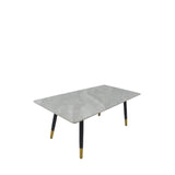 Modern Grey Ceramic Coffee Table with Black Legs and Gold Accents