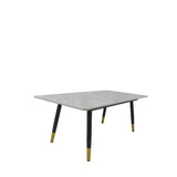 Modern Grey Ceramic Coffee Table with Black Legs and Gold Accents