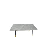 Modern Grey Ceramic Coffee Table with Black Legs and Gold Accents