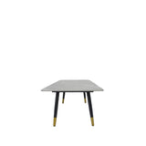 Modern Grey Ceramic Coffee Table with Black Legs and Gold Accents