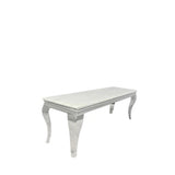 Italian Marble Top TV Stand with Polished Chrome Frame and Curved Legs