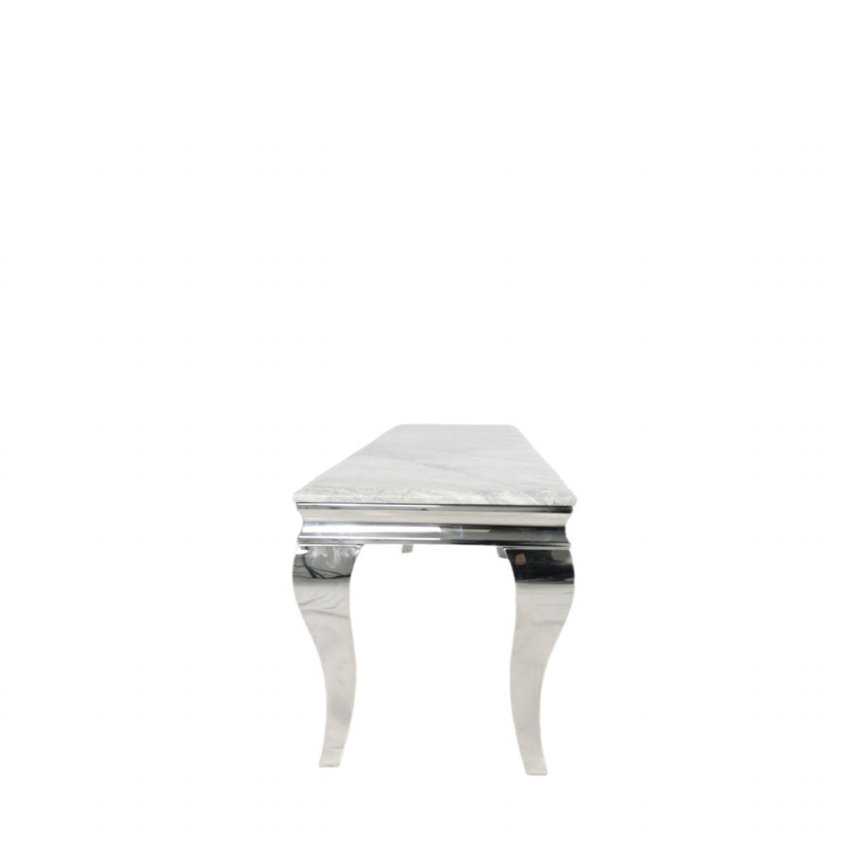 Luxury White Marble Effect Rectangular Console Table with Chrome Legs