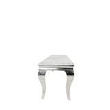 Luxury White Marble Effect Rectangular Console Table with Chrome Legs