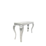 Luxury White Marble Effect Rectangular Console Table with Chrome Legs