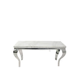 Luxury White Marble Effect Rectangular Console Table with Chrome Legs