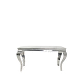 Luxury White Marble Effect Rectangular Console Table with Chrome Legs