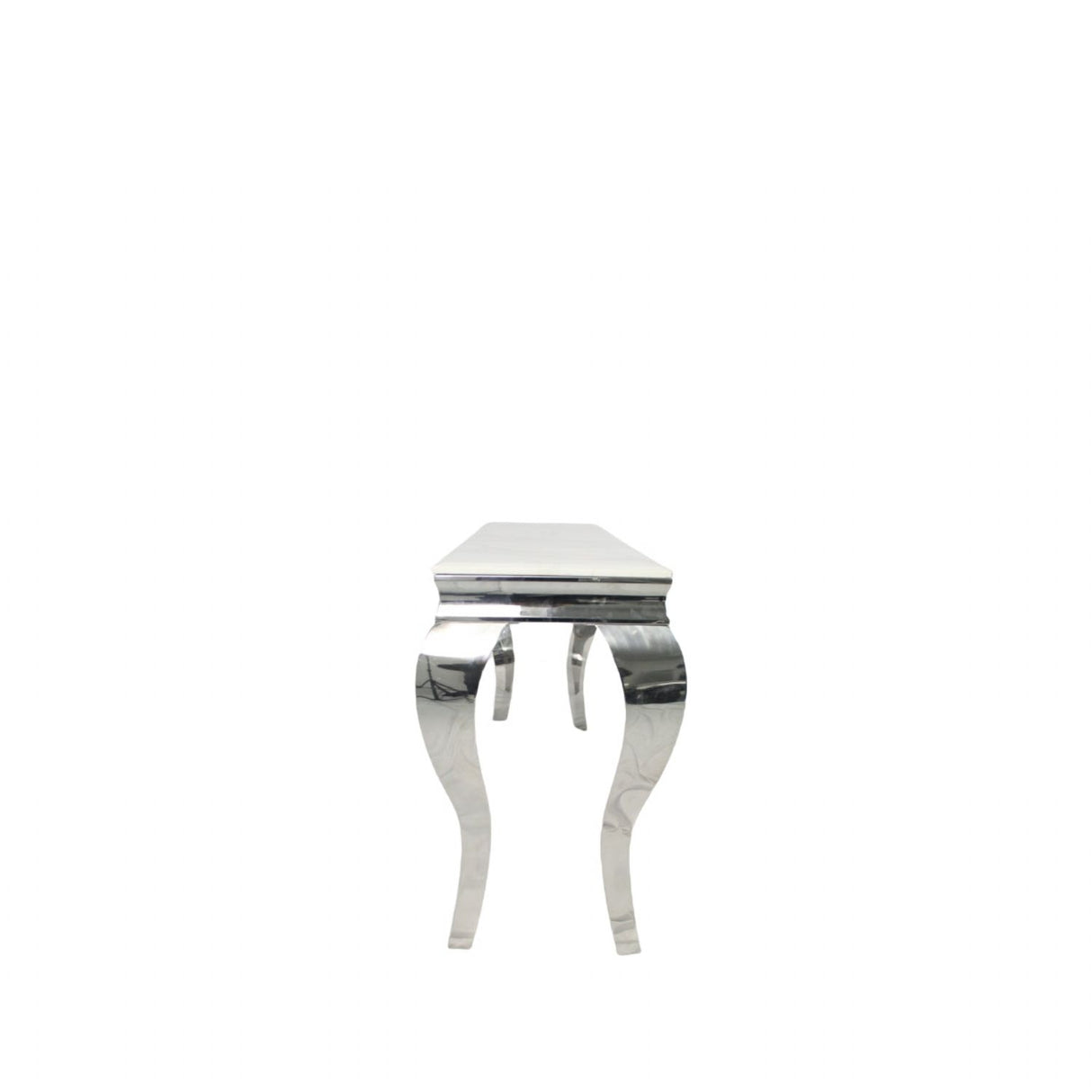 Luxury White Marble Effect Rectangular Console Table with Chrome Legs