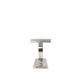 Luxury White Marble Effect 1.2m Console Table with Chrome Circular Pedestal Base