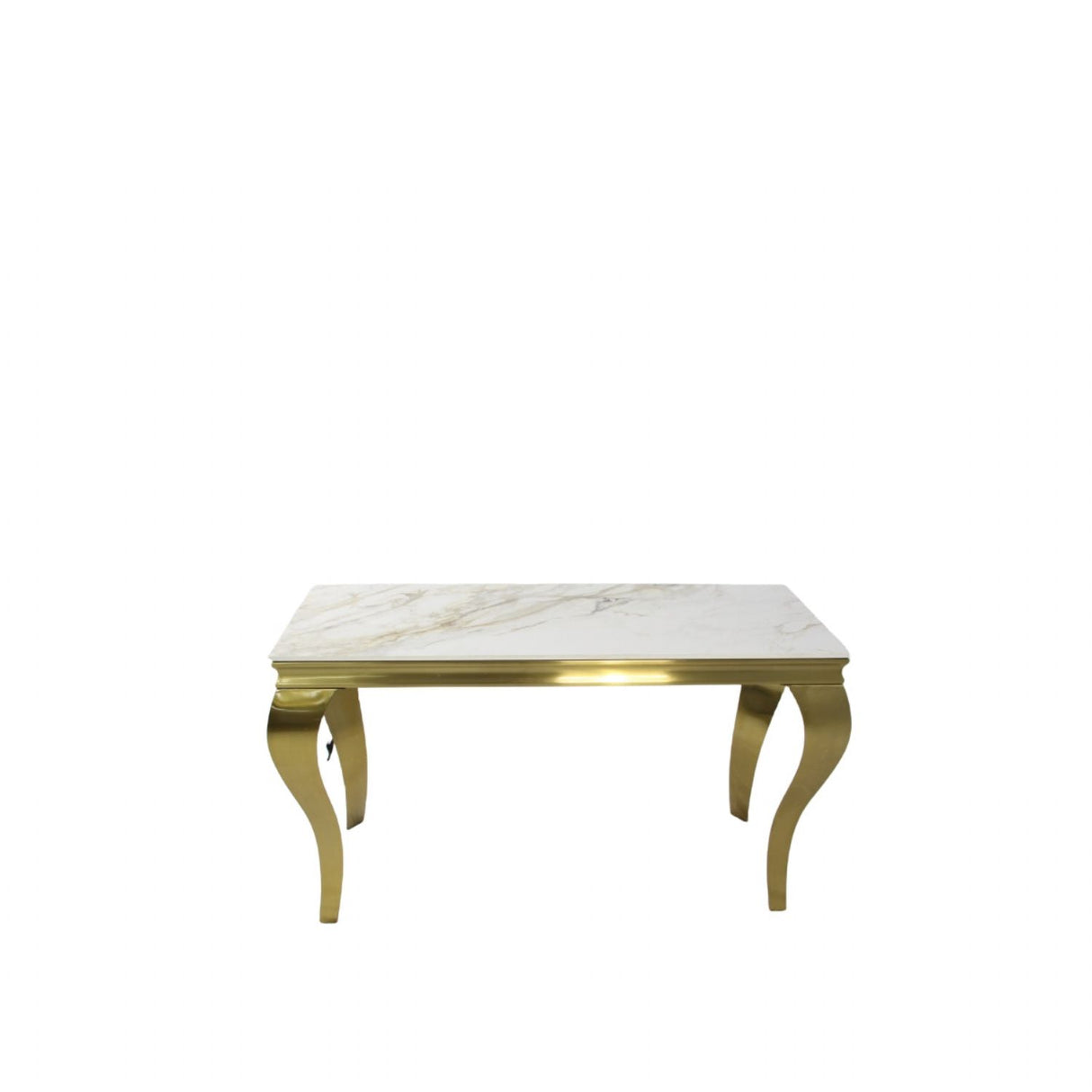 Luxury White Marble Effect 1.2m Console Table with Gold Metal Frame