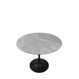 Modern Grey Ceramic 0.9m Round Dining Table with Black Pedestal Base