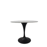 Modern Grey Ceramic 0.9m Round Dining Table with Black Pedestal Base