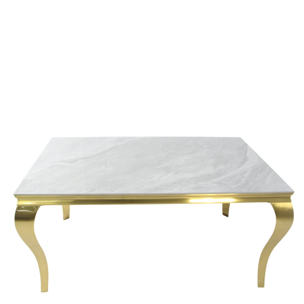 Luxury White Marble Effect 180cm Rectangular Dining Table with Gold Metal Legs