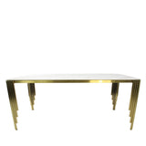 Luxury White Marble Effect 1.8m Dining Table with Gold Art Deco Metal Legs